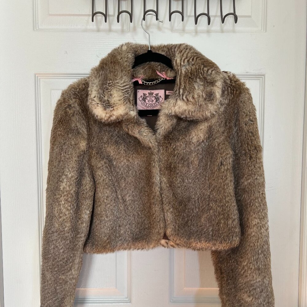 VINTAGE Juicy Couture Cropped Faux Fur Jacket